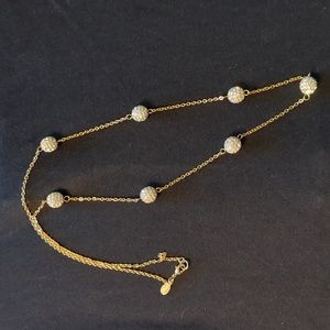 Gorgeous gold tone and crystal ball necklace